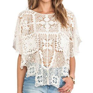 Free People White Crochet Top